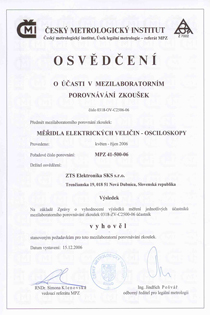 Meradlá elektrických veličín - OSCILOSKOPY - 2006